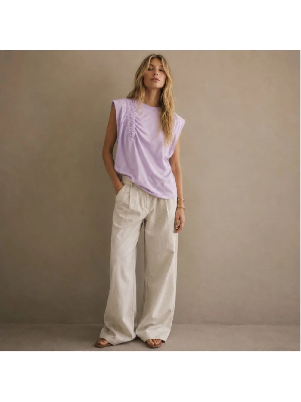 Anthropologie Pilcro Ruched Muscle Tee Lavender Purple NWT Sz M